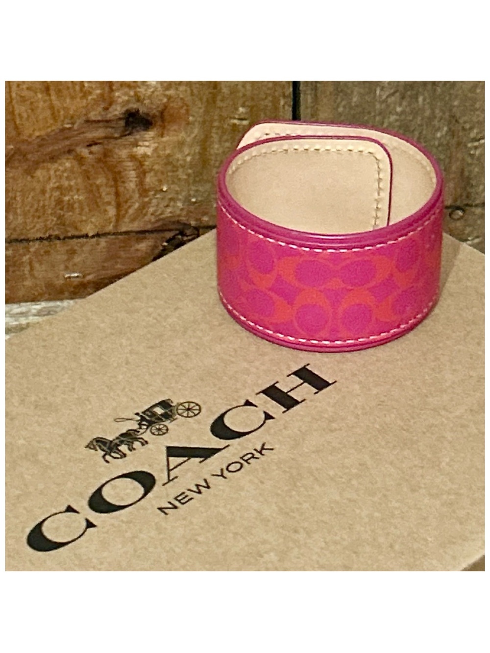 Coach Leather Signature Turnlock Cuff Bracelet. - Picture 5 of 15